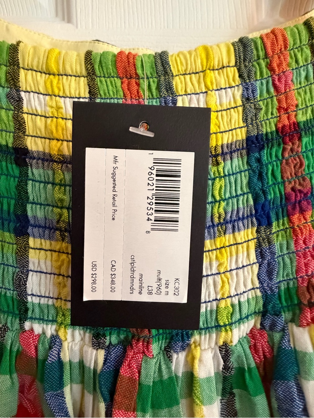 kate spade Multicolor Plaid Smocked Sundress - Yellow, Green, Red, Blue - Picture 4 of 4